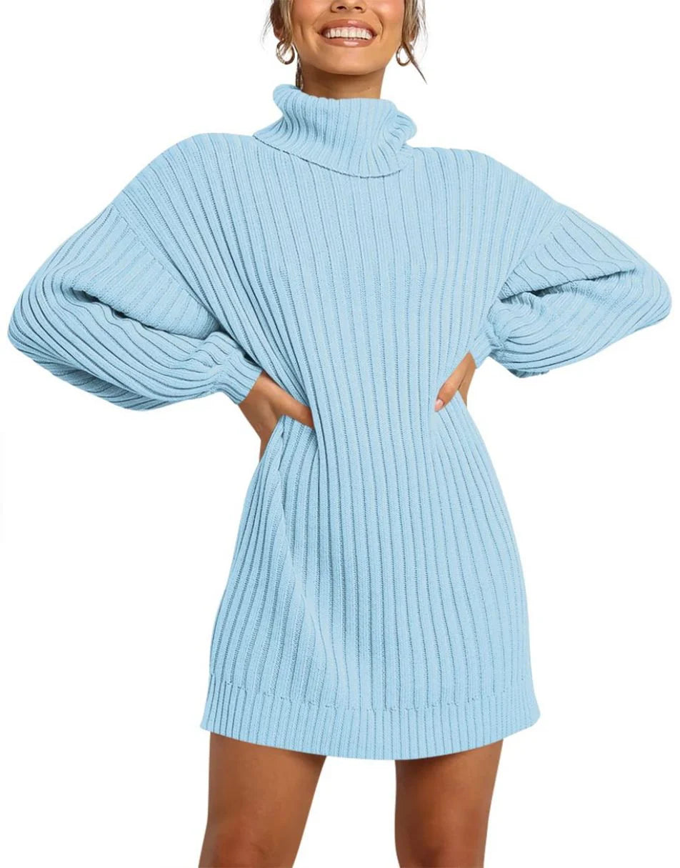 Women Turtleneck Oversized Sweater Pullover Dresses