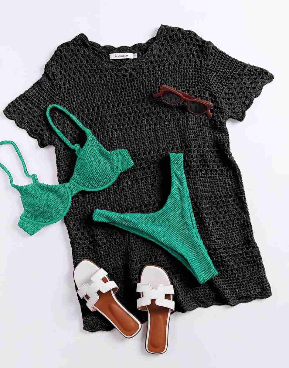 Women Swimsuit Crochet Swim Cover Up Summer Bathing Suit Swimwear Beach Dress