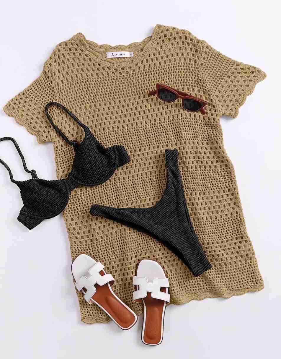 Women Swimsuit Crochet Swim Cover Up Summer Bathing Suit Swimwear Beach Dress