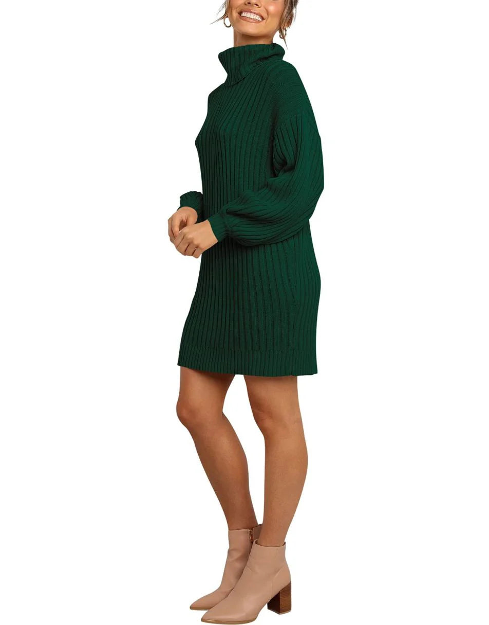 Women Turtleneck Oversized Sweater Pullover Dresses