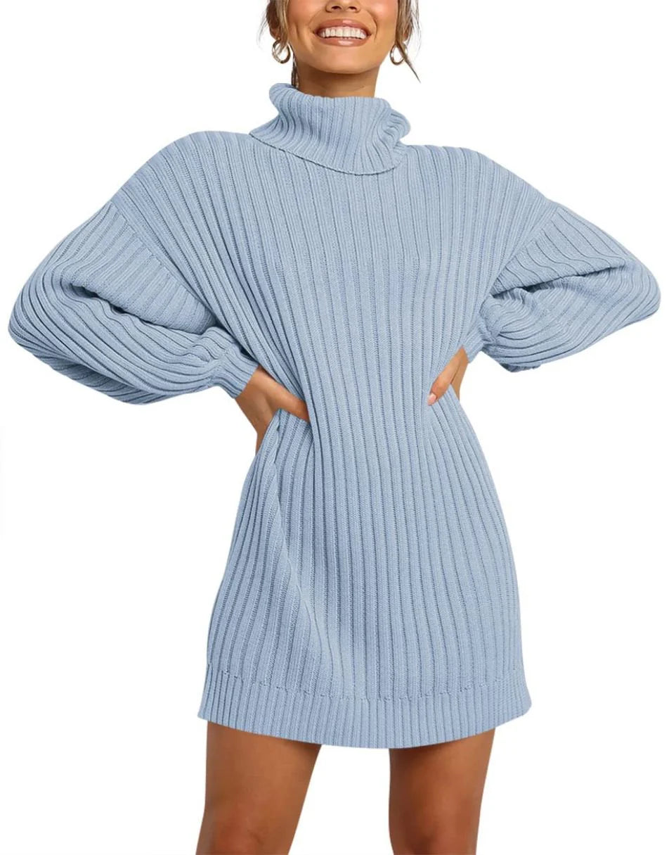 Women Turtleneck Oversized Sweater Pullover Dresses