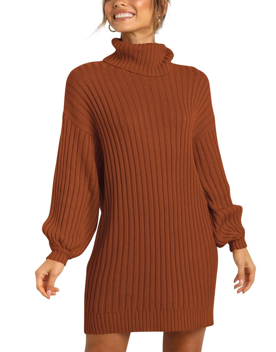 Women Turtleneck Oversized Sweater Pullover Dresses
