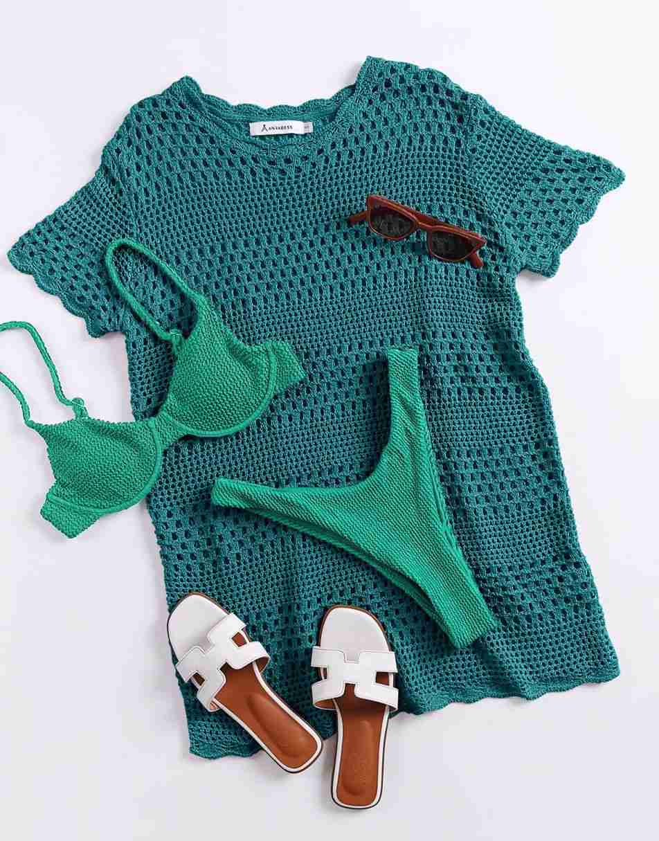 Women Swimsuit Crochet Swim Cover Up Summer Bathing Suit Swimwear Beach Dress