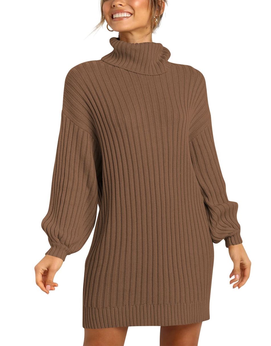 Women Turtleneck Oversized Sweater Pullover Dresses