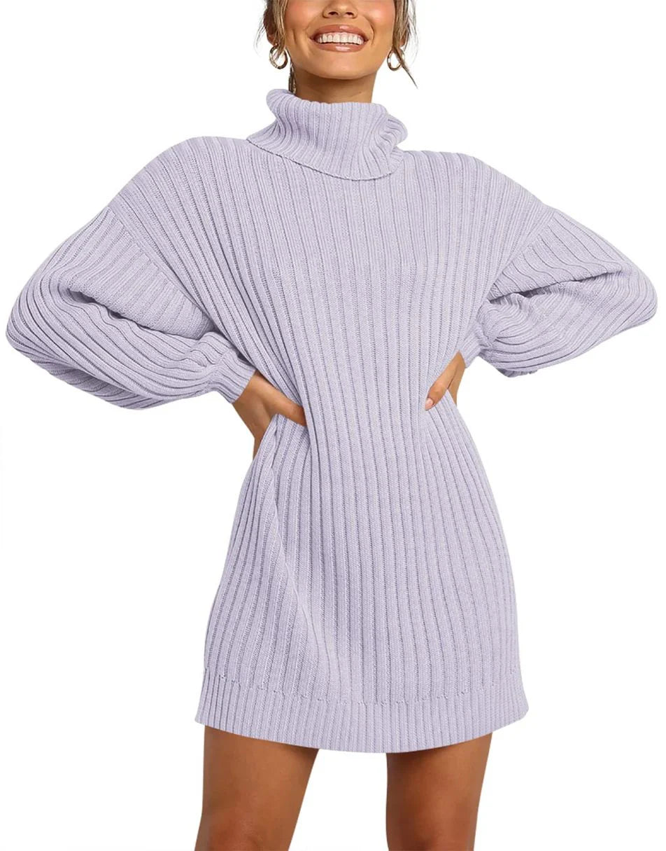 Women Turtleneck Oversized Sweater Pullover Dresses