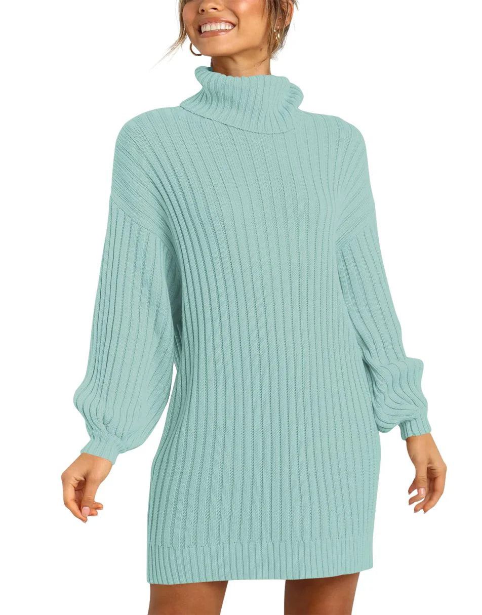 Women Turtleneck Oversized Sweater Pullover Dresses