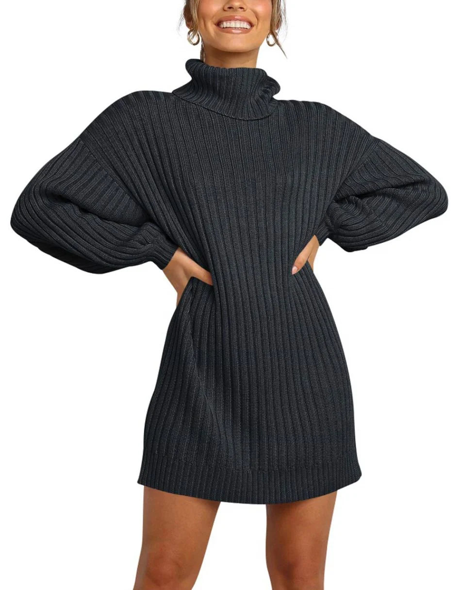 Women Turtleneck Oversized Sweater Pullover Dresses