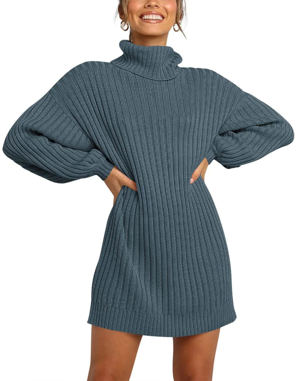 Women Turtleneck Oversized Sweater Pullover Dresses