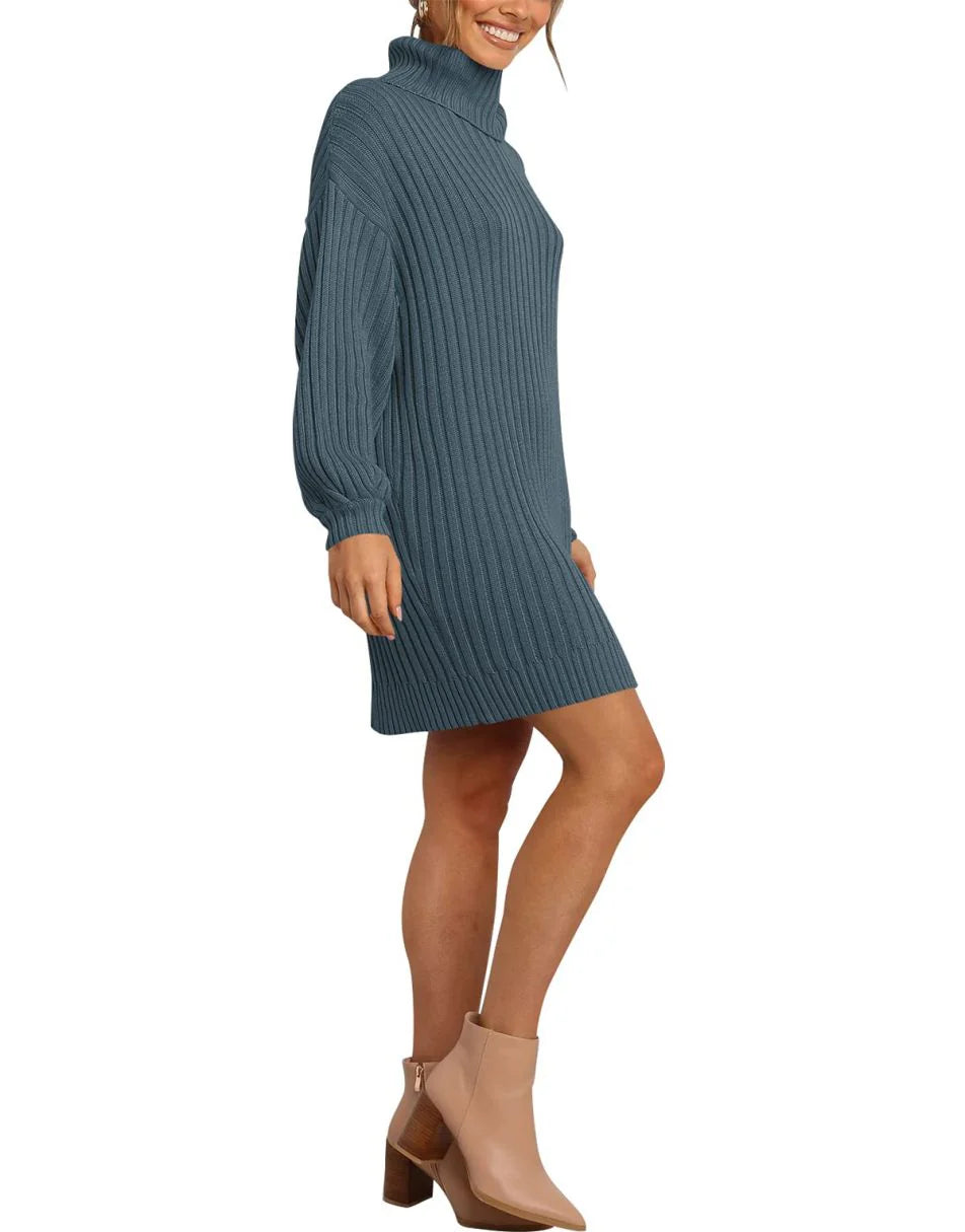 Women Turtleneck Oversized Sweater Pullover Dresses