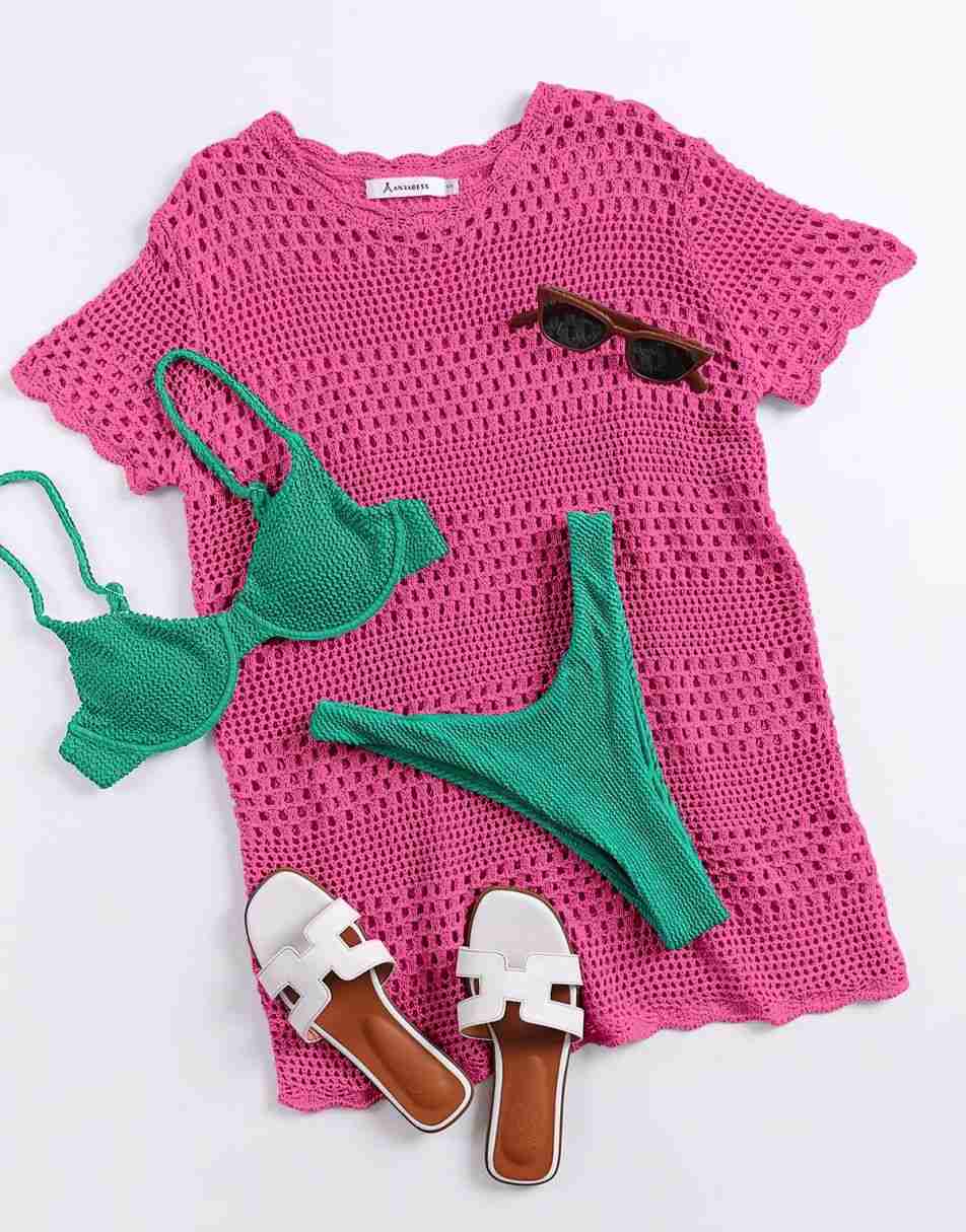 Women Swimsuit Crochet Swim Cover Up Summer Bathing Suit Swimwear Beach Dress