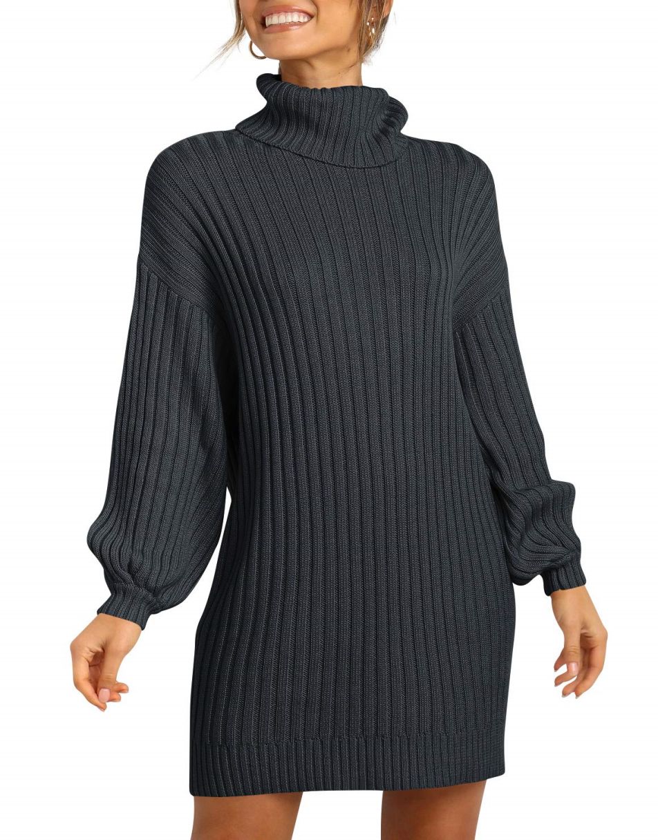 Women Turtleneck Oversized Sweater Pullover Dresses