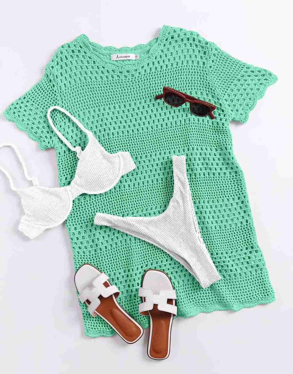 Women Swimsuit Crochet Swim Cover Up Summer Bathing Suit Swimwear Beach Dress