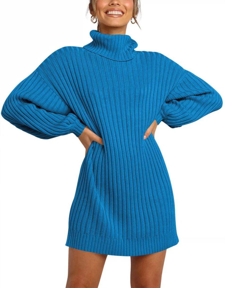 Women Turtleneck Oversized Sweater Pullover Dresses