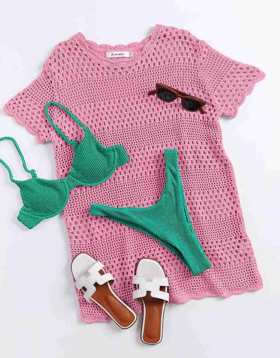 Women Swimsuit Crochet Swim Cover Up Summer Bathing Suit Swimwear Beach Dress