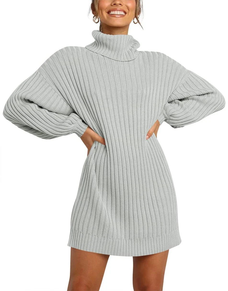 Women Turtleneck Oversized Sweater Pullover Dresses
