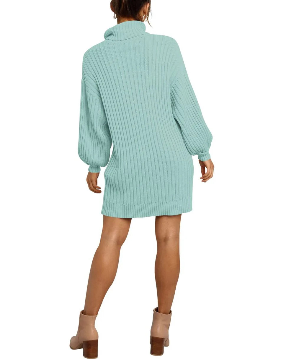 Women Turtleneck Oversized Sweater Pullover Dresses