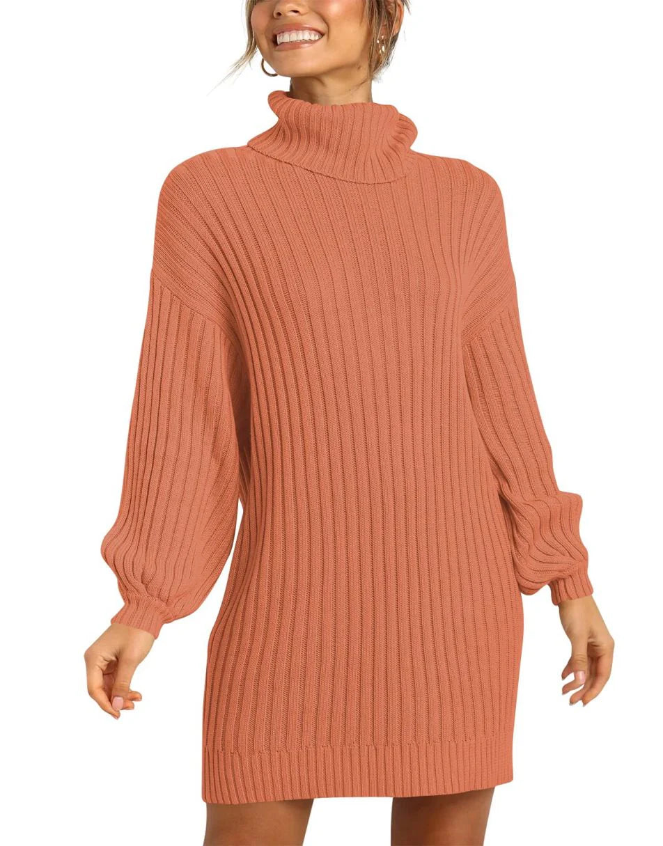 Women Turtleneck Oversized Sweater Pullover Dresses