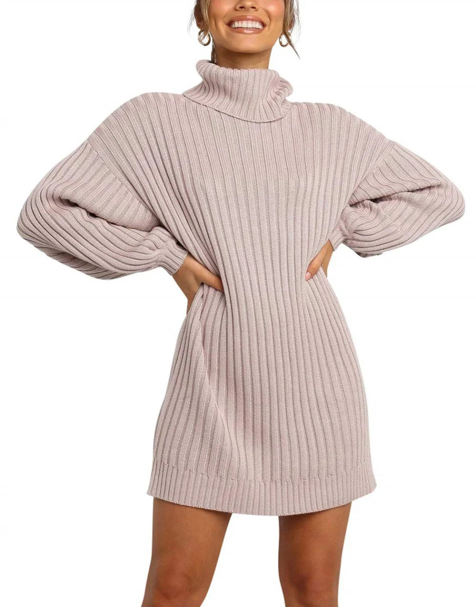 Women Turtleneck Oversized Sweater Pullover Dresses