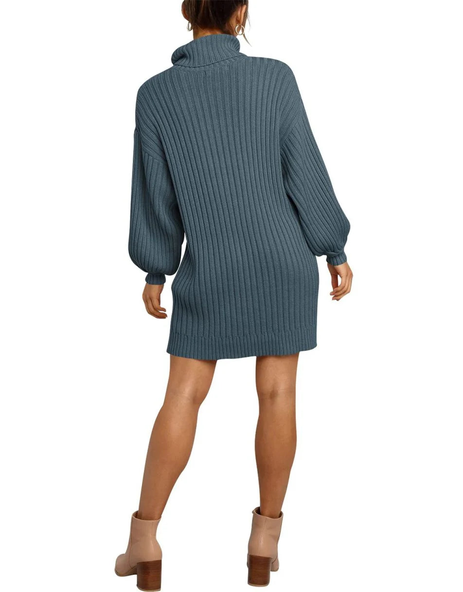 Women Turtleneck Oversized Sweater Pullover Dresses