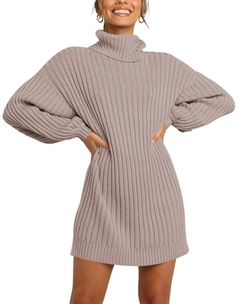 Women Turtleneck Oversized Sweater Pullover Dresses