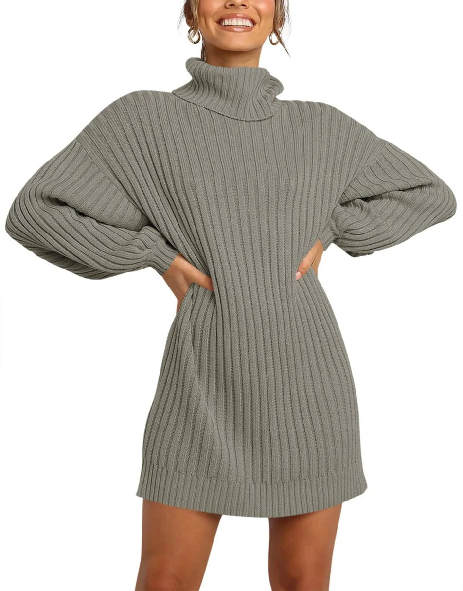 Women Turtleneck Oversized Sweater Pullover Dresses