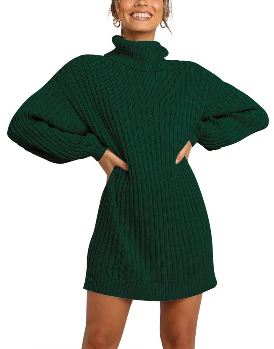 Women Turtleneck Oversized Sweater Pullover Dresses