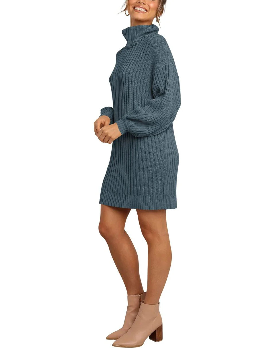 Women Turtleneck Oversized Sweater Pullover Dresses