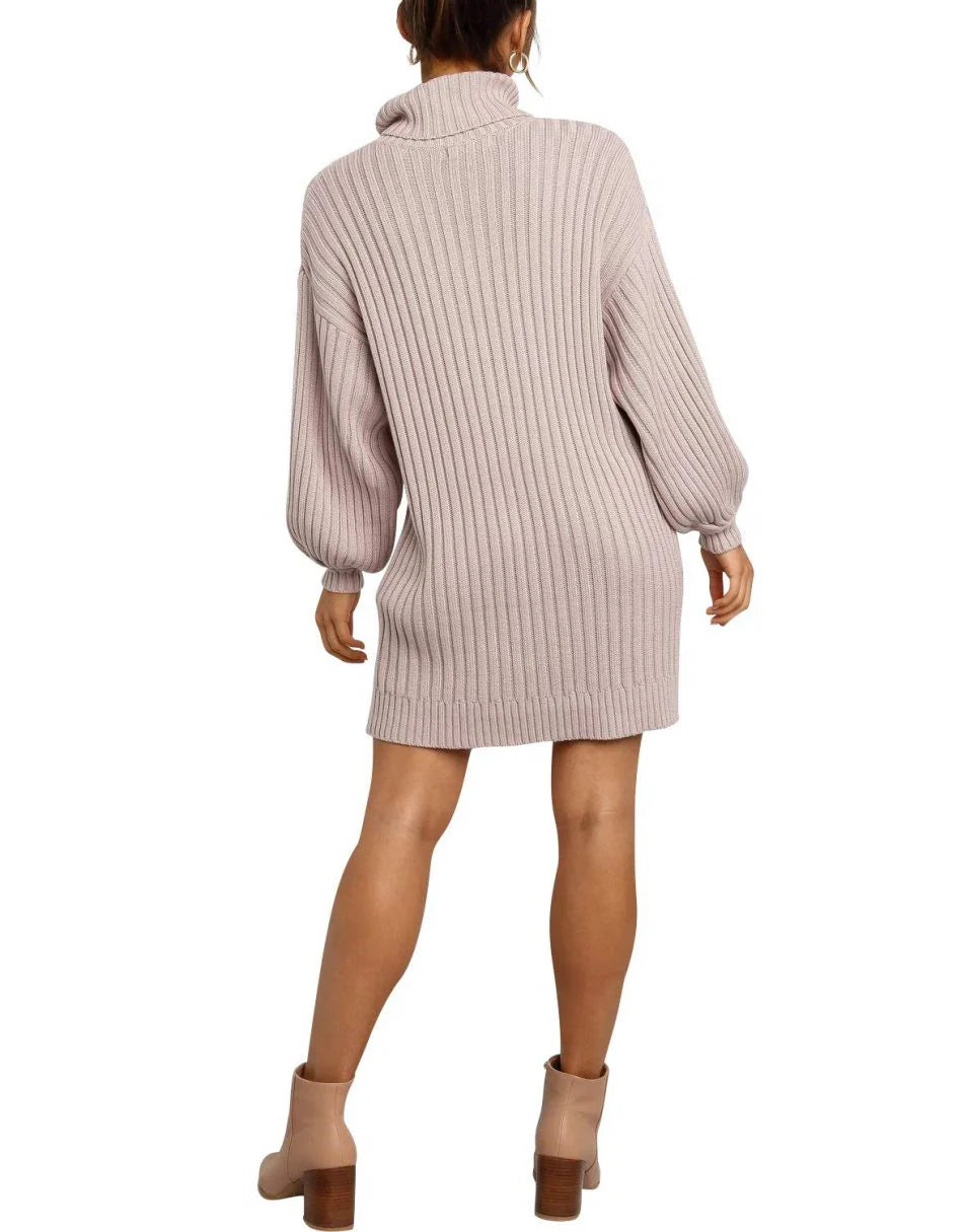 Women Turtleneck Oversized Sweater Pullover Dresses