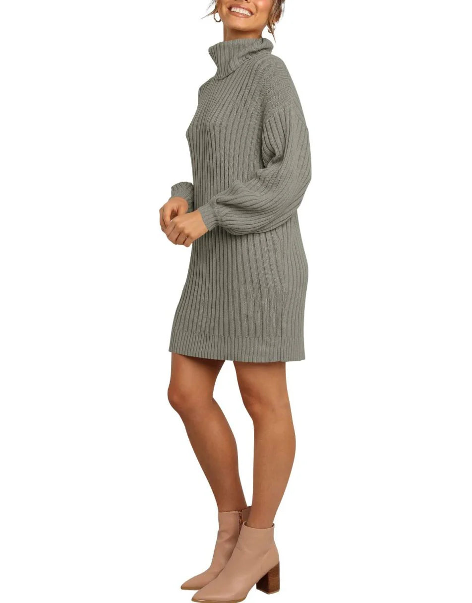 Women Turtleneck Oversized Sweater Pullover Dresses