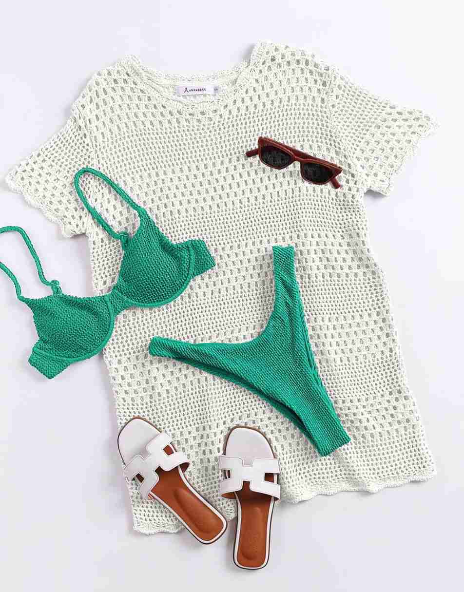 Women Swimsuit Crochet Swim Cover Up Summer Bathing Suit Swimwear Beach Dress