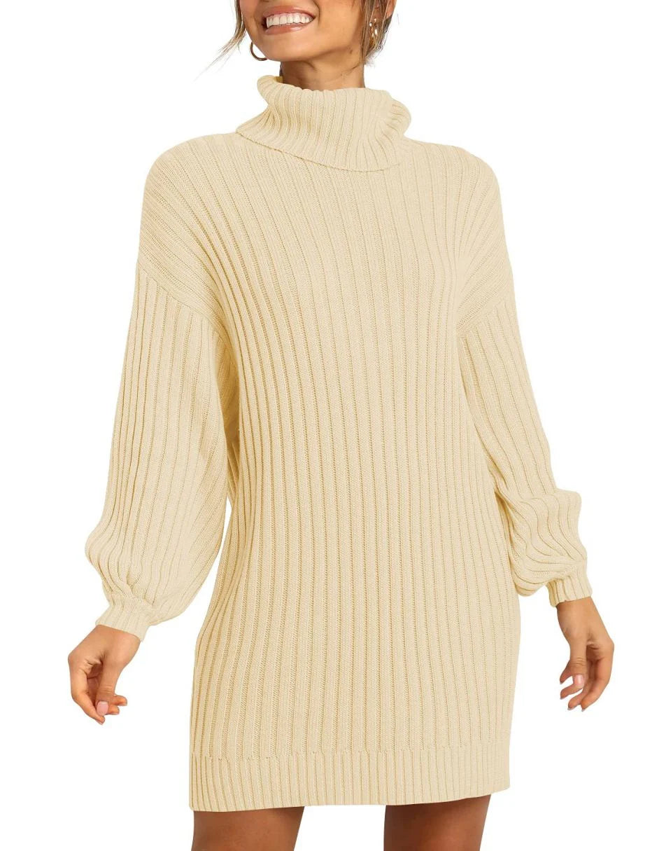 Women Turtleneck Oversized Sweater Pullover Dresses