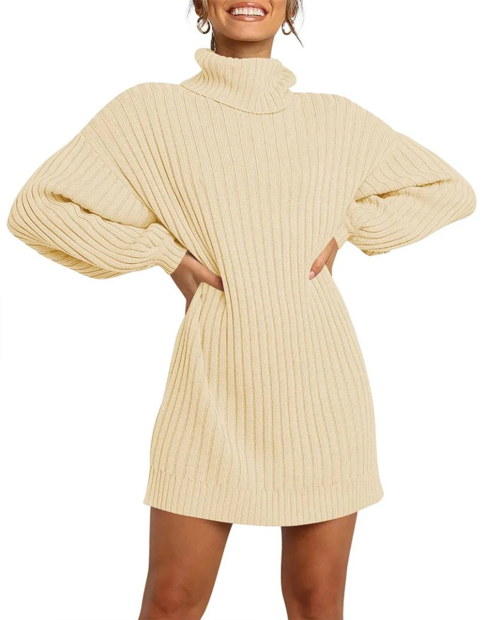 Women Turtleneck Oversized Sweater Pullover Dresses